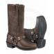 WOMEN'S SQUARE TOE ZIPPER HARNESS BROWN BOOT